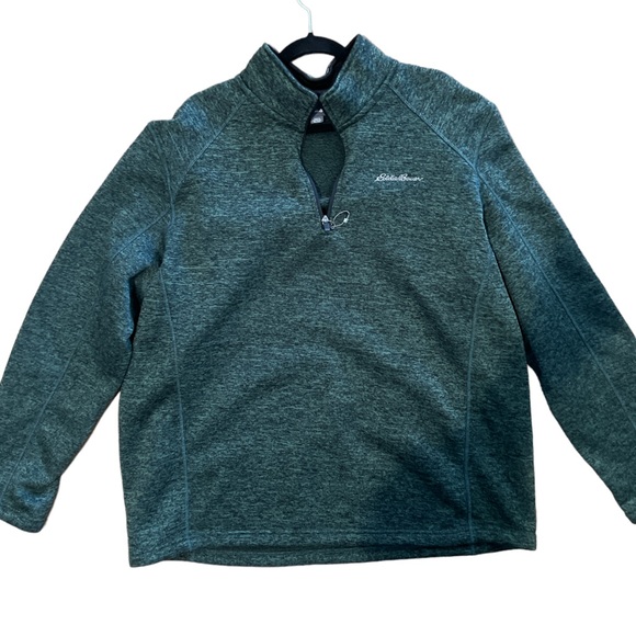 EDDIE BAUER Men’s Half Zip Heathered Green Sweatshirt-NWOT